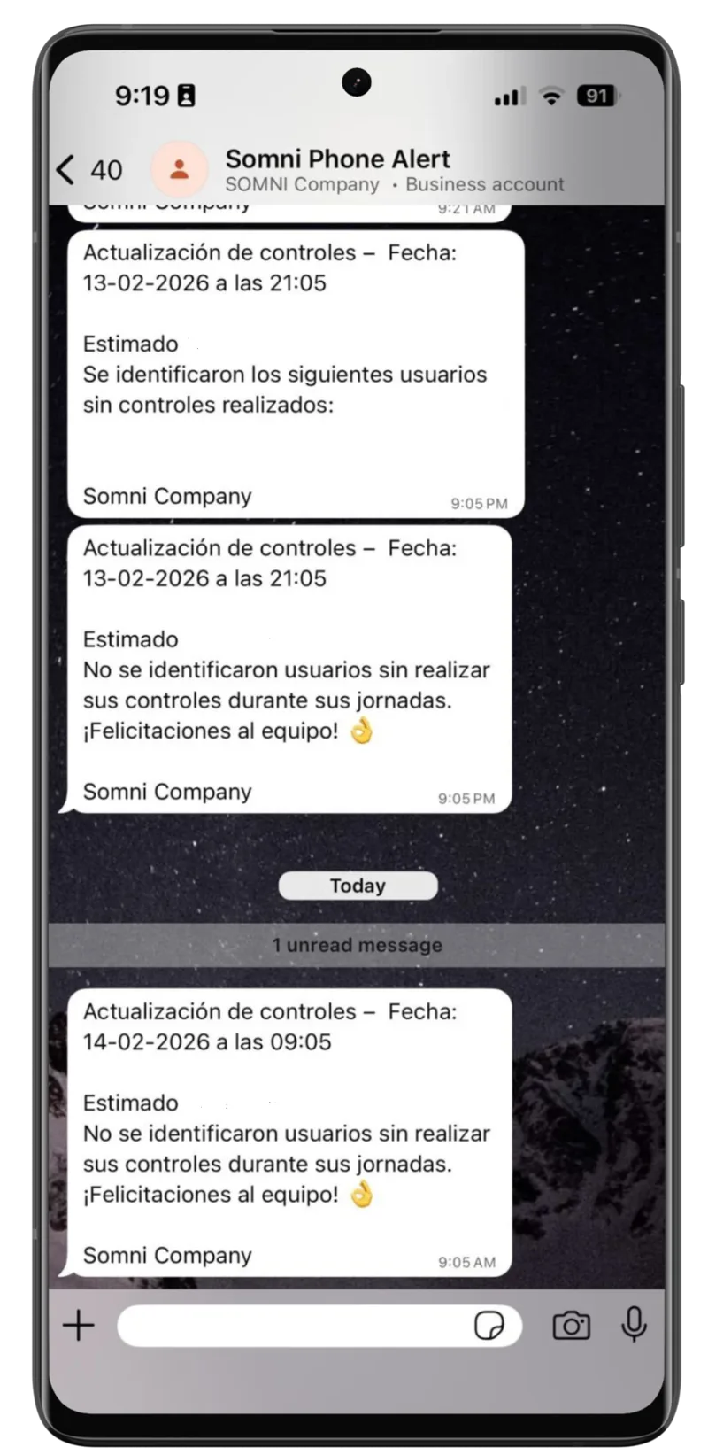 Alerta SOMNI sin controles