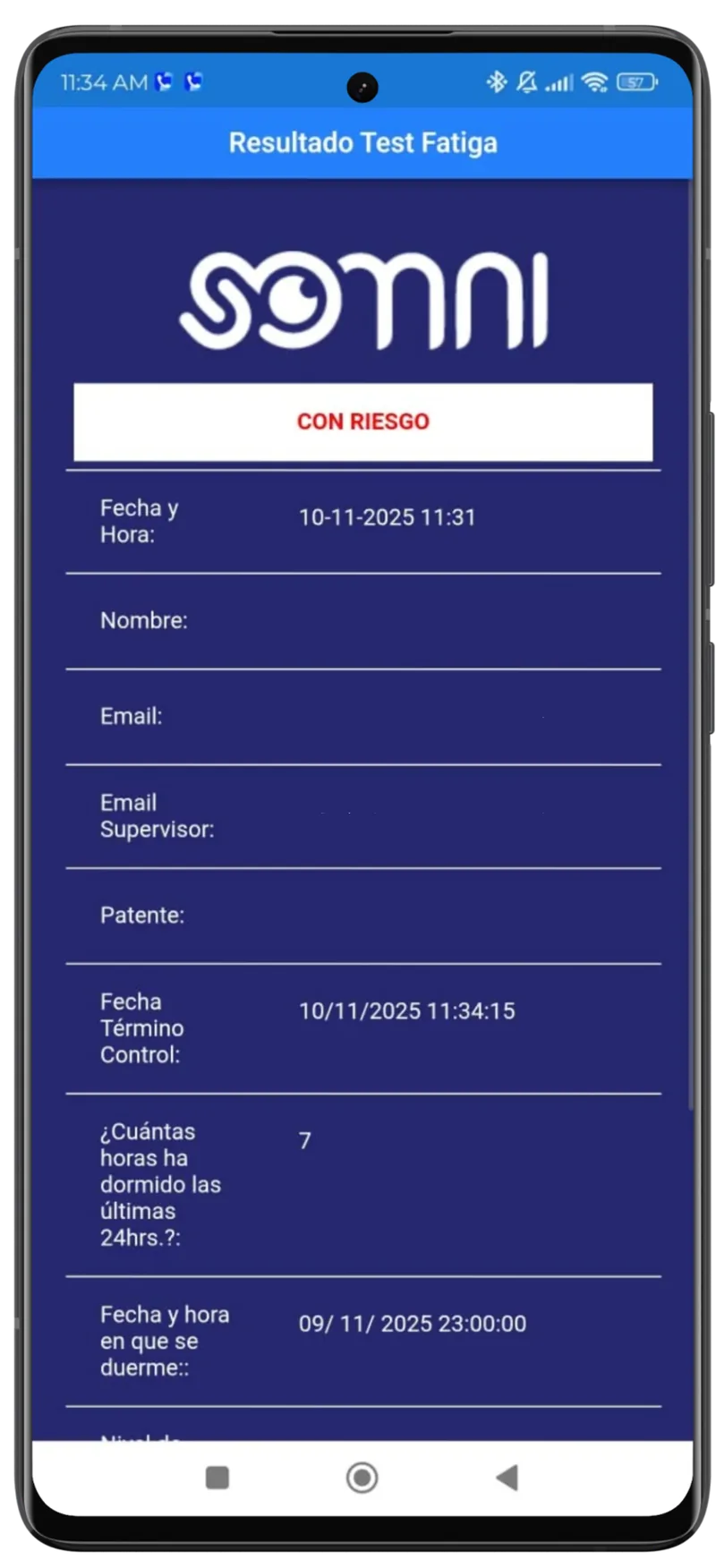 Resultado con riesgo SOMNI